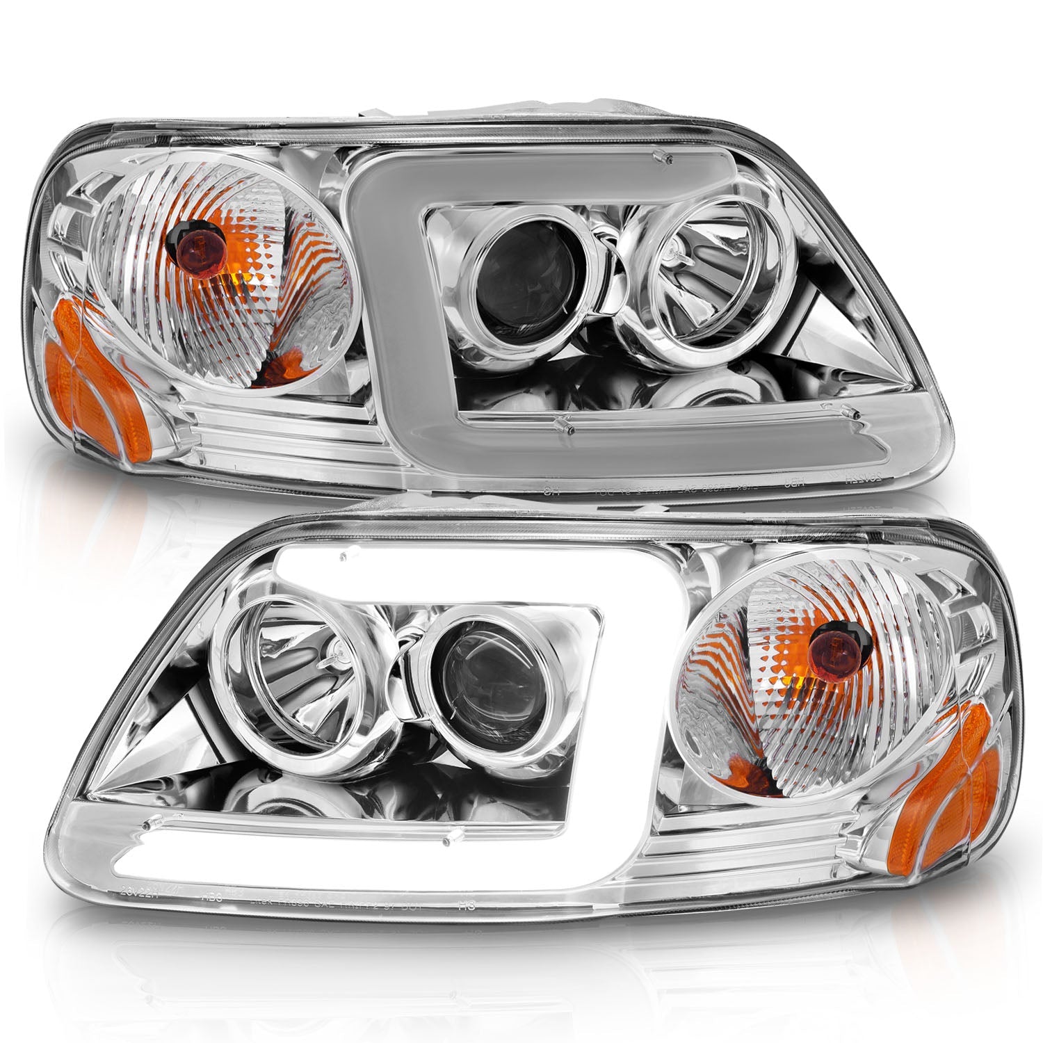 FORD F-150 97-03 / EXPEDITION 97-02 PROJECTOR C BAR HEADLIGHTS CHROME