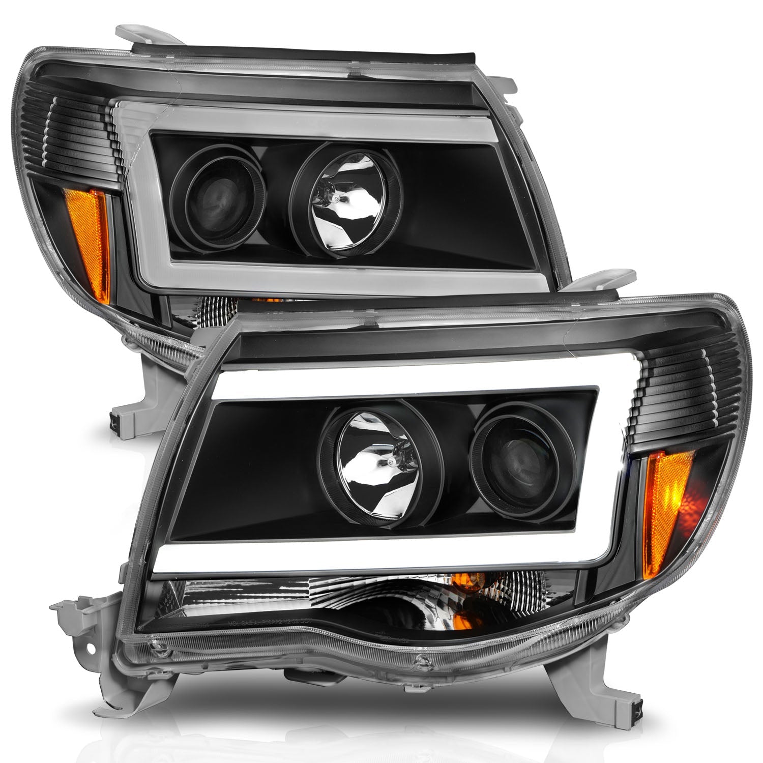 TOYOTA TACOMA 05-11 PROJECTOR C BAR HEADLIGHTS BLACK