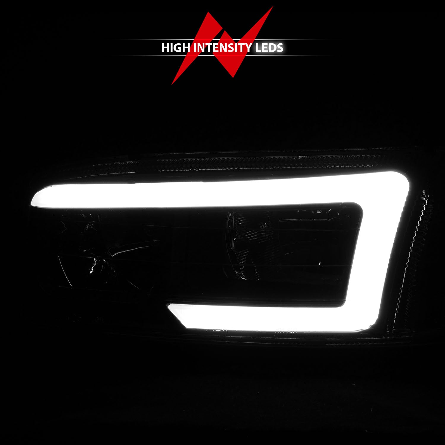 GMC SIERRA/SIERRA DENALI 99-06 / SIERRA CLASSIC 07 / YUKON/YUKON XL/YUKON DENALI 00-06 CRYSTAL PLANK STYLE HEADLIGHTS BLACK