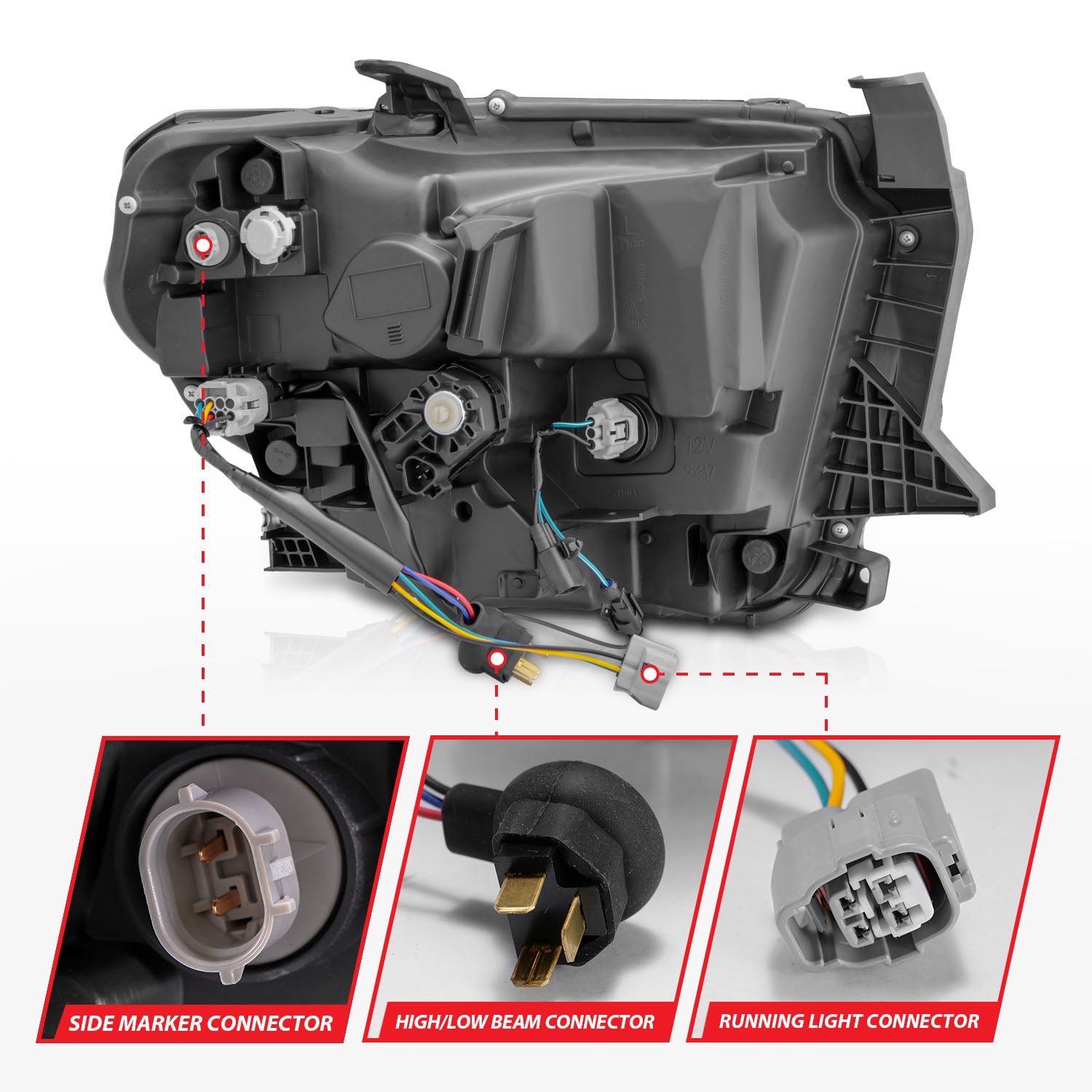 TOYOTA TUNDRA 14-21 LED CRYSTAL SWITCHBACK PLANK STYLE HEADLIGHTS BLACK (LED HIGH/LOW BEAM) (FOR OEM HALOGEN MODEL W/ LED DRL)