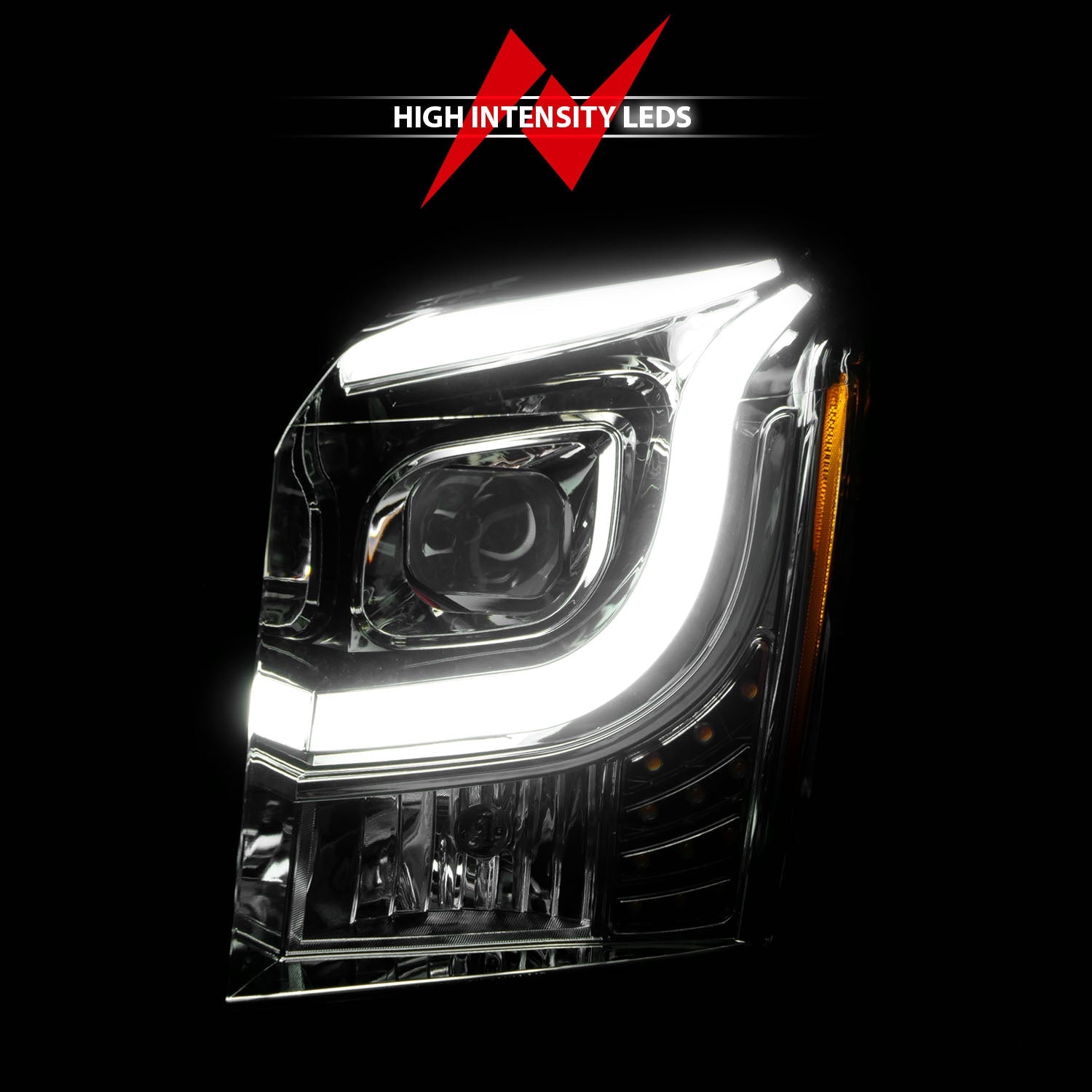 GMC YUKON/YUKON XL 15-20 PROJECTOR C BAR HEADLIGHTS CHROME (FOR HALOGEN MODELS ONLY)