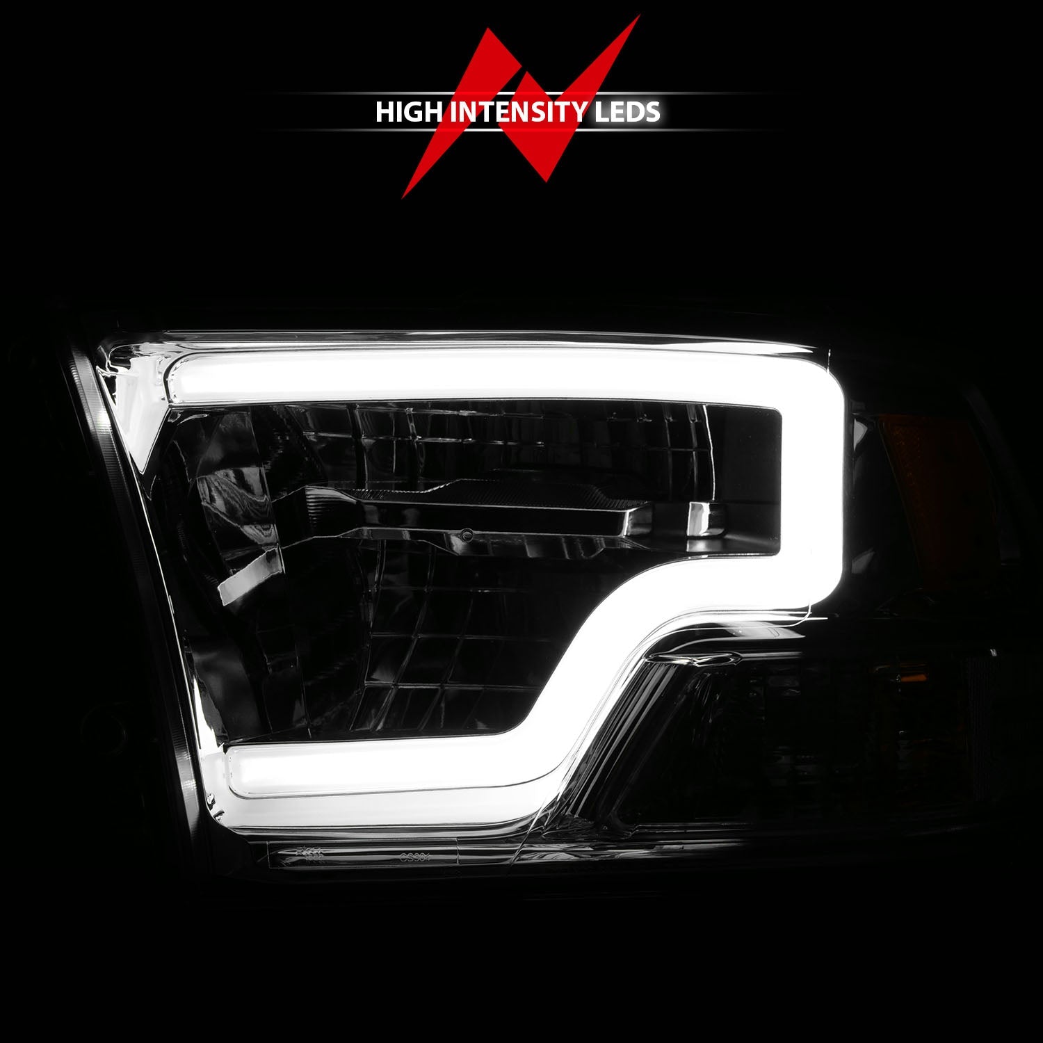 DODGE RAM 1500 09-18 / RAM 2500/3500 10-18 FULL LED CRYSTAL C BAR HEADLIGHTS CHROME (FOR NON-PROJECTOR MODELS)