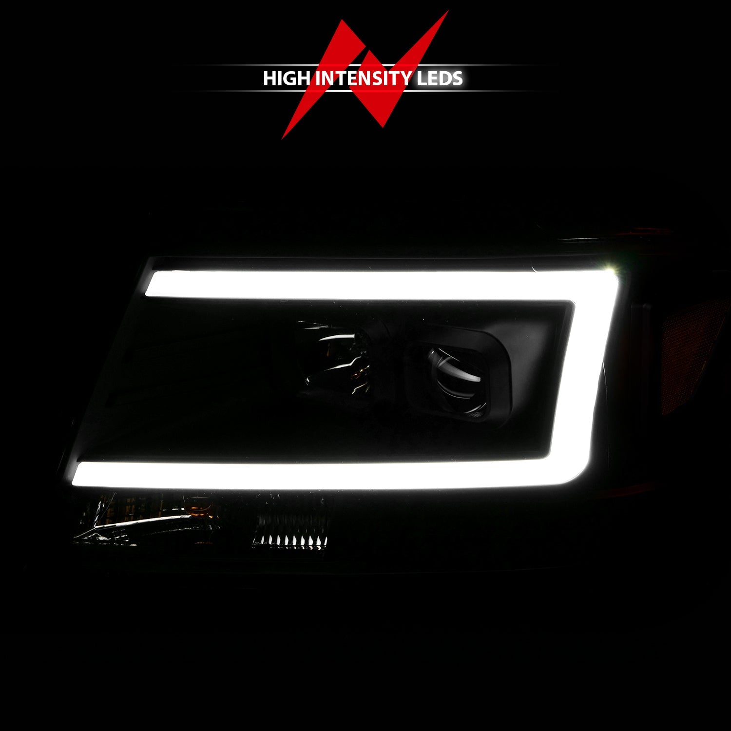 FORD F-150 04-08 LINCOLN MARK LT 06-08 PROJECTOR C BAR HEADLIGHTS BLACK