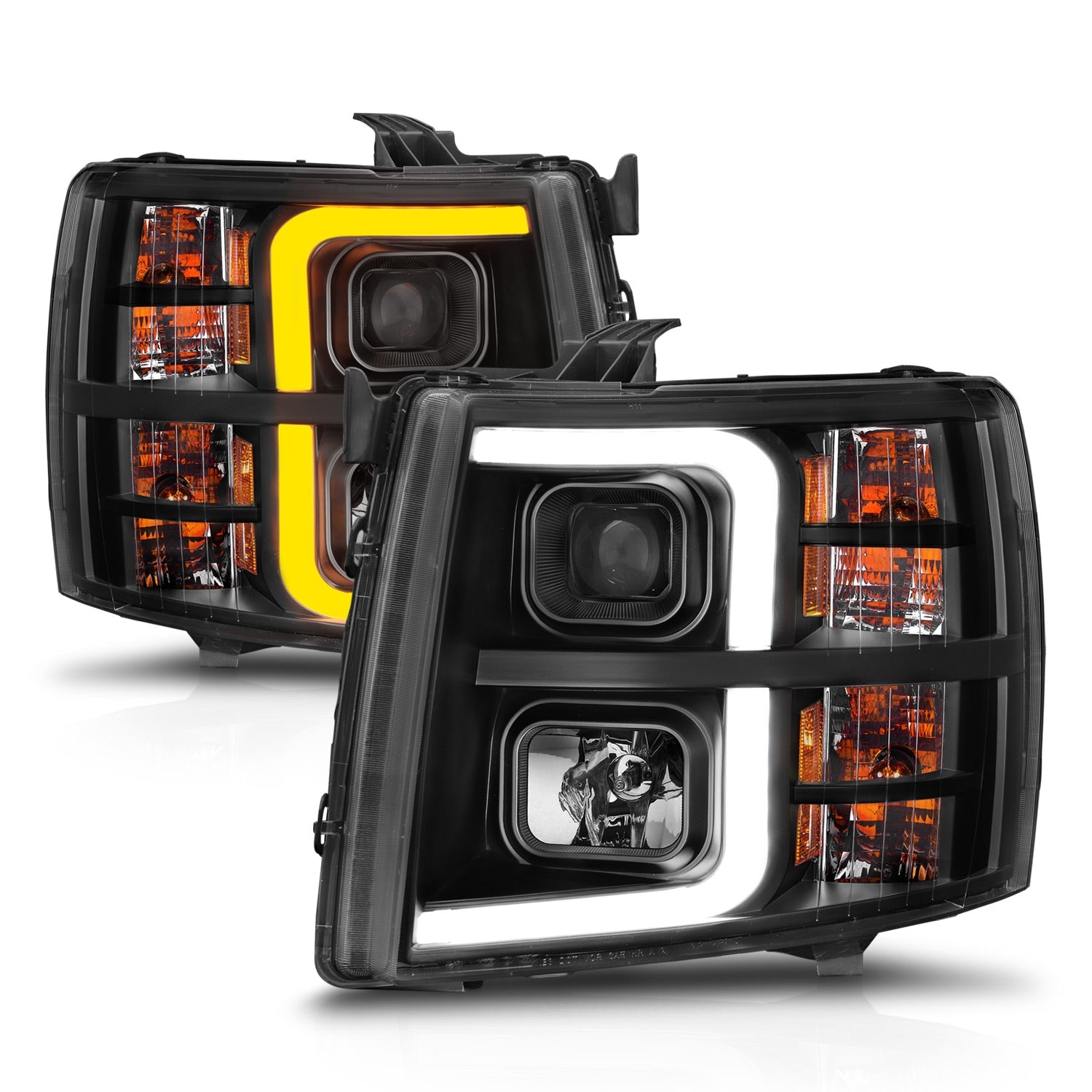 CHEVY SILVERADO 1500 07-13 / 2500HD/3500HD 07-14 PROJECTOR PLANK STYLE SEQUENTIAL HEADLIGHTS BLACK