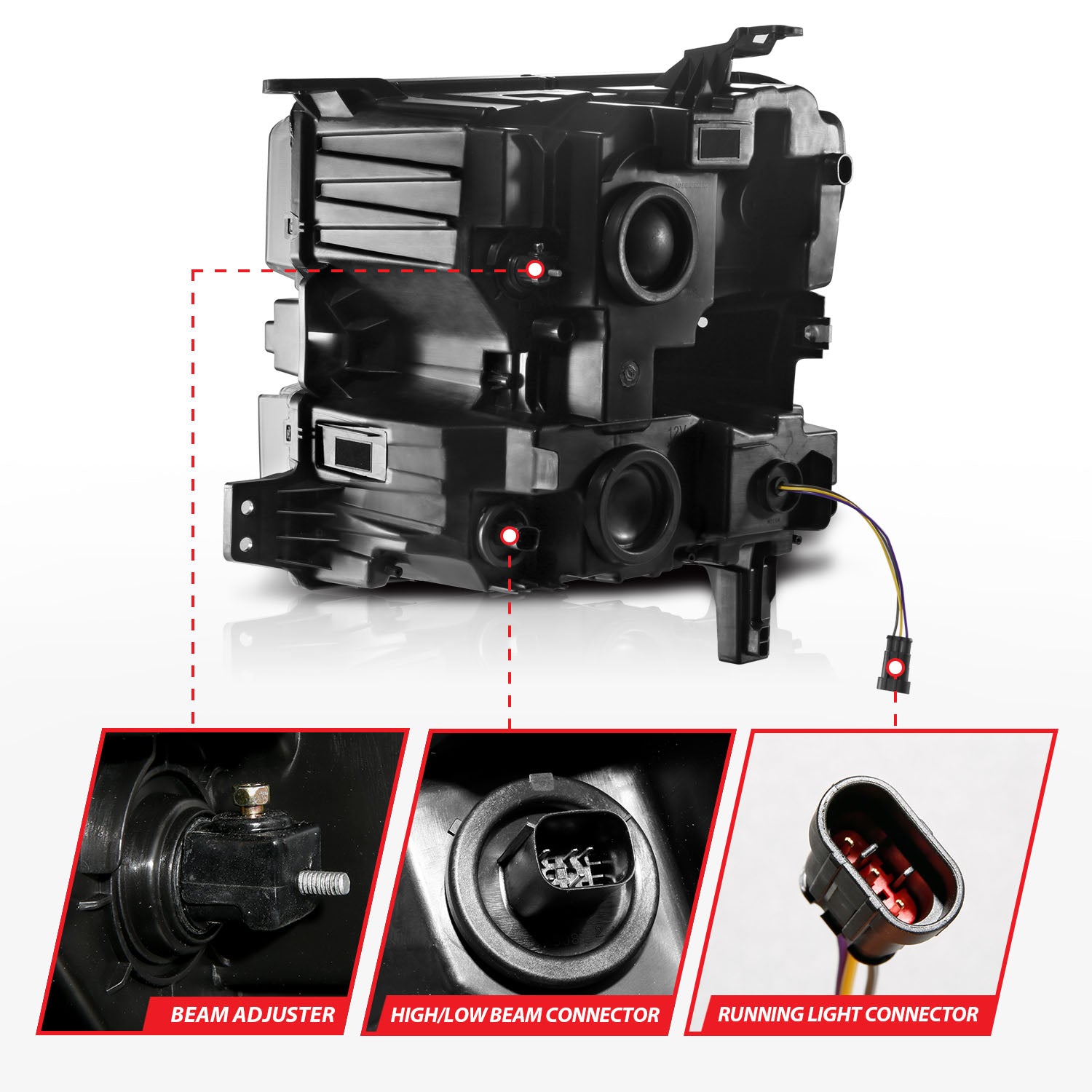 CHEVY SILVERADO 1500 19-21 FULL LED PROJECTOR PLANK STYLE HEADLIGHTS SEQUENTIAL SIGNAL BLACK W/ INITIATION FEATURE (FOR HALOGEN MODELS ONLY)