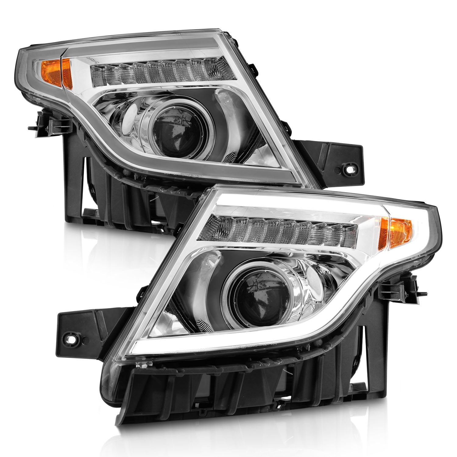 FORD EXPLORER 11-15 PROJECTOR PLANK STYLE HEADLIGHTS CHROME W/ LED SIGNAL (13-15 BASE, XLT, LIMITED)