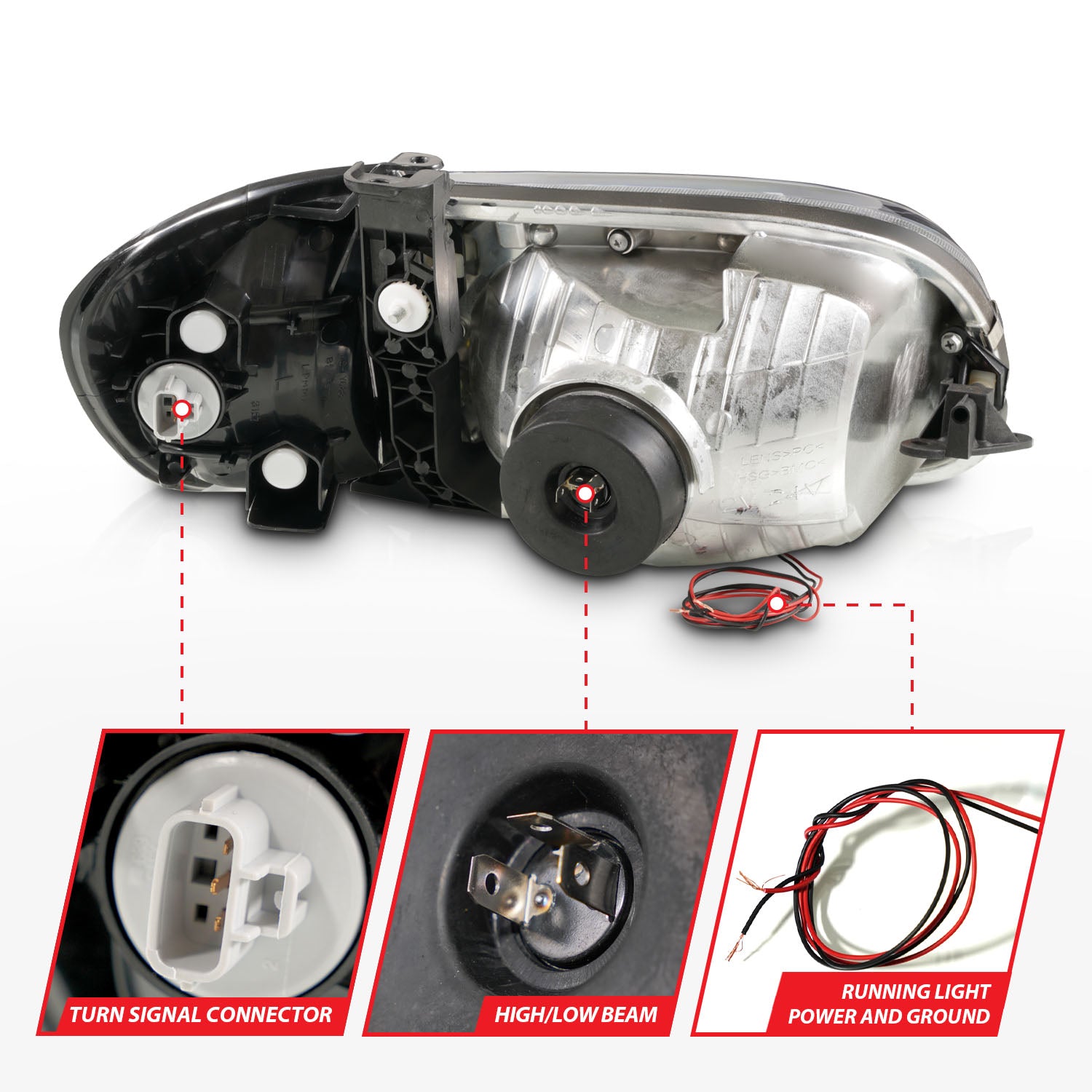 TOYOTA TUNDRA 00-04 CRYSTAL PLANK STYLE HEADLIGHTS CHROME W/ CORNER LIGHTS 2PCS