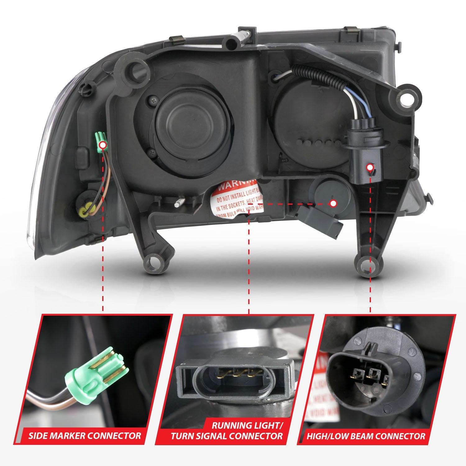 DODGE DAKOTA 97-04 / DURANGO 98-03 CRYSTAL PLANK STYLE HEADLIGHTS BLACK