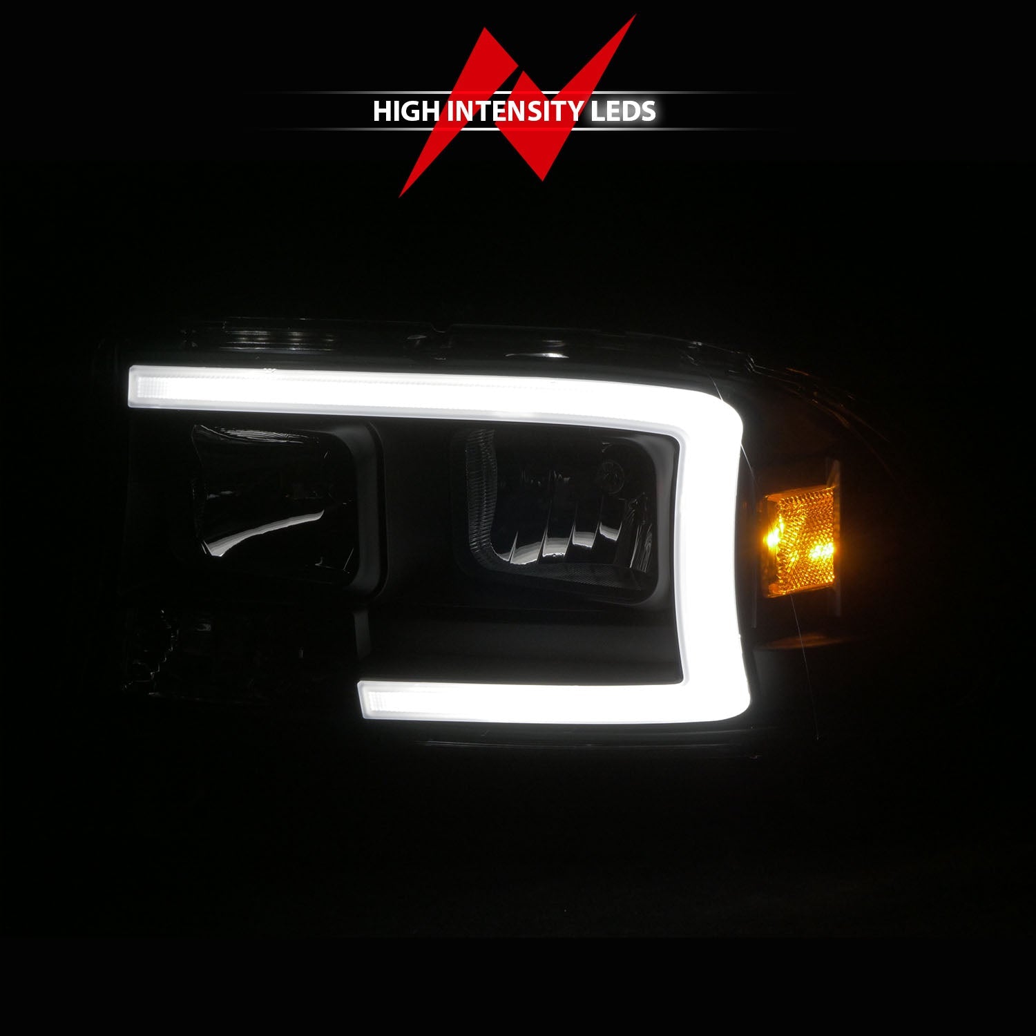 DODGE DAKOTA 97-04 / DURANGO 98-03 CRYSTAL PLANK STYLE HEADLIGHTS BLACK