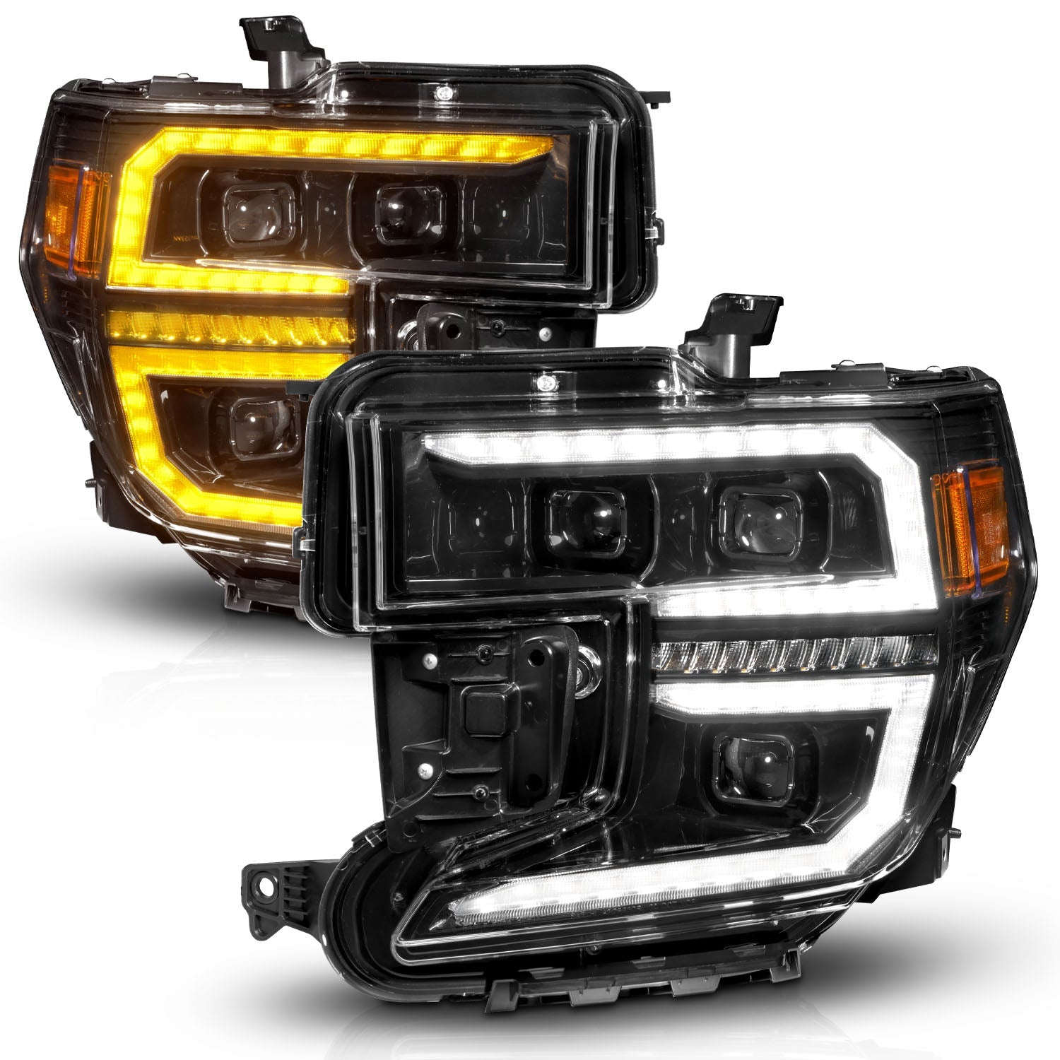 GMC SIERRA 1500 19-21 FULL LED PROJECTOR PLANK HEADLIGHTS BLACK W/ INITIATION & SEQUENTIAL