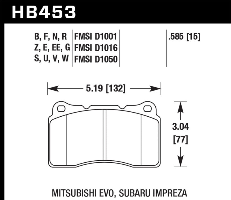 Hawk Street 5.0 Front Brake Pad Brembo 03-06 Evo / 04-14 STI / 09-10 Evo / 09-10 Genesis / 04-08 TL-SR1 Performance
