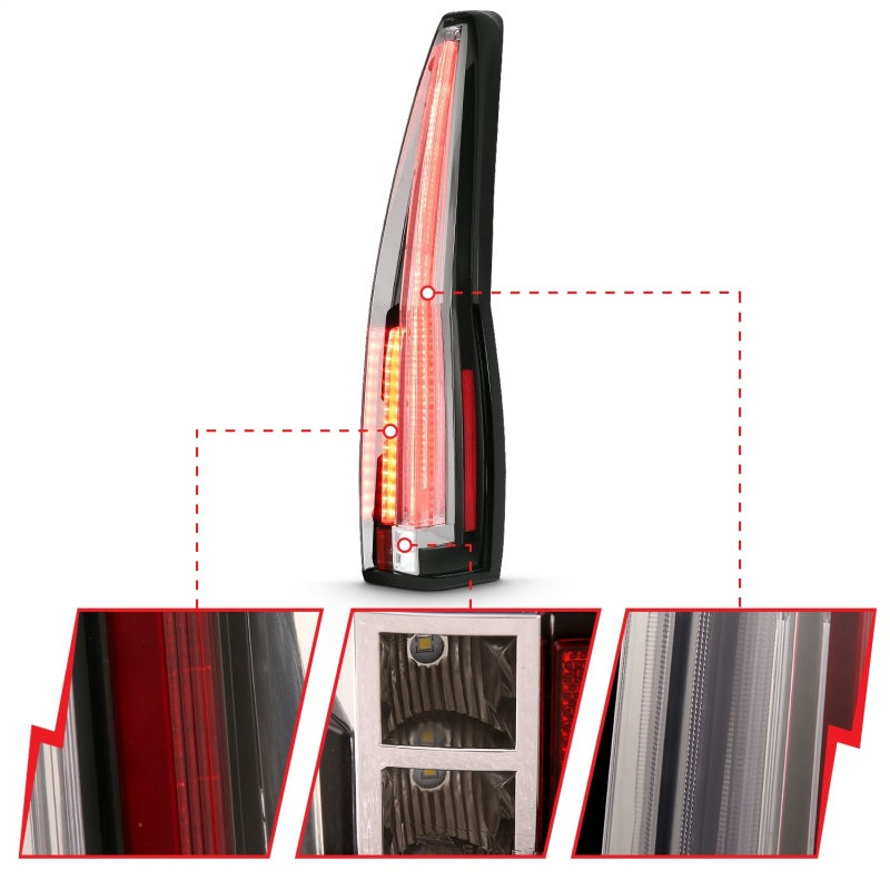 ANZO 2007-2014 Cadillac Escalade Led Taillights Red/Clear-SR1 Performance