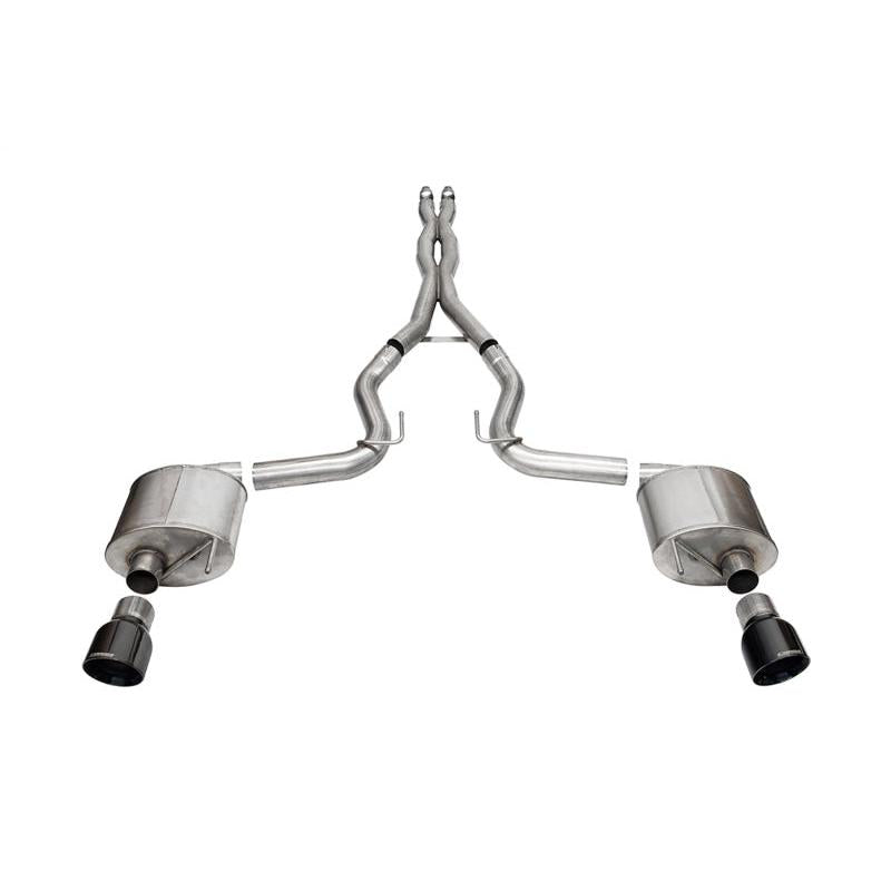 Corsa 2024 Ford MustangGT Sport Cat-Back Ex.Sys 3.0in Dual Rear Exit w/4.5in Blk PVD Pro Series Tips-SR1 Performance