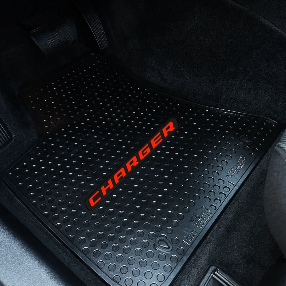 Lloyd Mats Custom-Fit All-Weather Rubber Mats for Charger 2011-ON with Red Logo