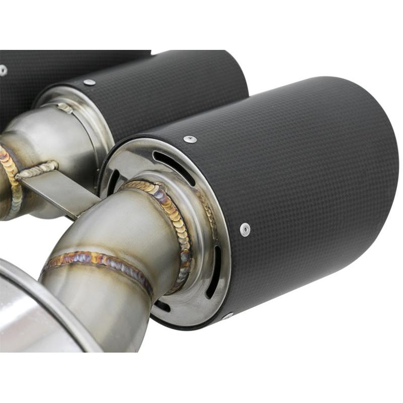 aFe POWER Takeda 2-1/2in to 2-1/4in 304SS Catback Dual-Exit Exhaust 17+ Honda Civic Type R w/CF Tips-SR1 Performance