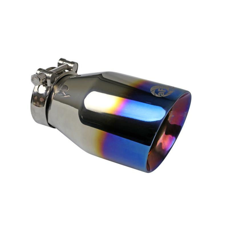 aFe Mach Force XP 304 Stainless Steel Clamp-On Exhaust Tip 2.5in Inlet / 4in Outlet - Blue Flame-SR1 Performance