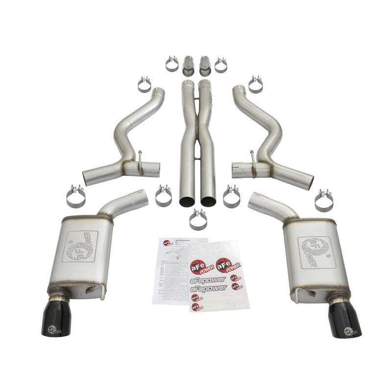 aFe MACHForce XP 3in 304 SS Cat-Back Exhausts w/ Black Tips 15-17 Ford Mustang GT V8-5.0L/V6-3.7L-SR1 Performance