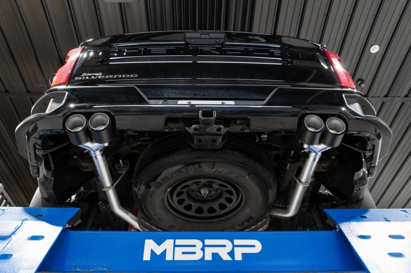MBRP 19-21 Chevy Silverado 1500 6.2L 2.5in Dual Split Rear Cat Back w/ Quad Carbon Fiber Tips- T304-SR1 Performance