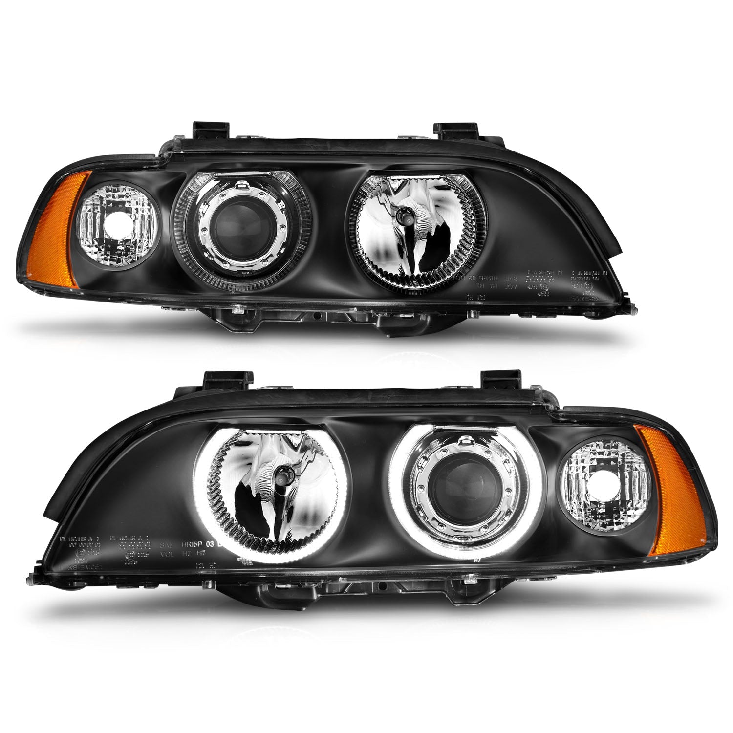 BMW 5 SERIES E39 97-00 PROJECTOR HALO HEADLIGHTS BLACK