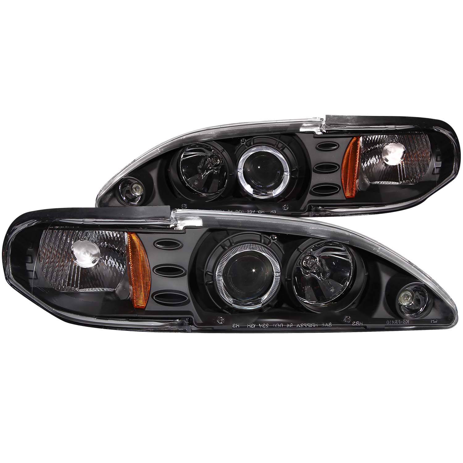 FORD MUSTANG 94-98 1 PC PROJECTOR HEADLIGHTS BLACK W/ HALO