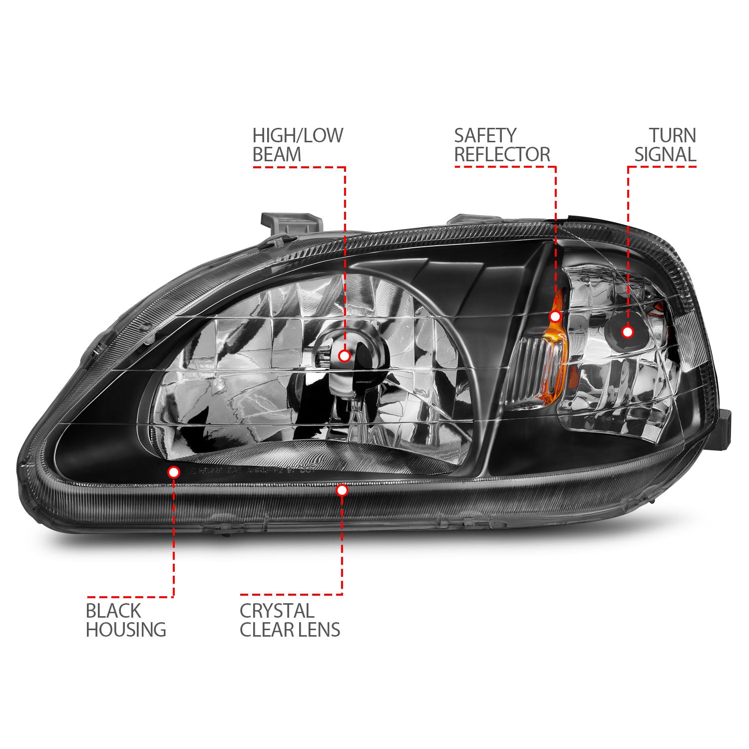 HONDA CIVIC 99-00 CRYSTAL HEADLIGHTS BLACK