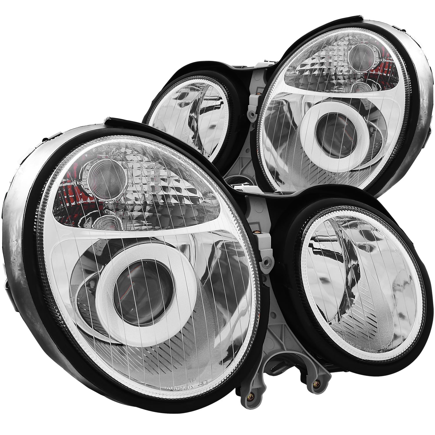 MBZ E CLASS E320/E430/E55 AMG W210 00-02 PROJECTOR HEADLIGHTS CHROME CLEAR