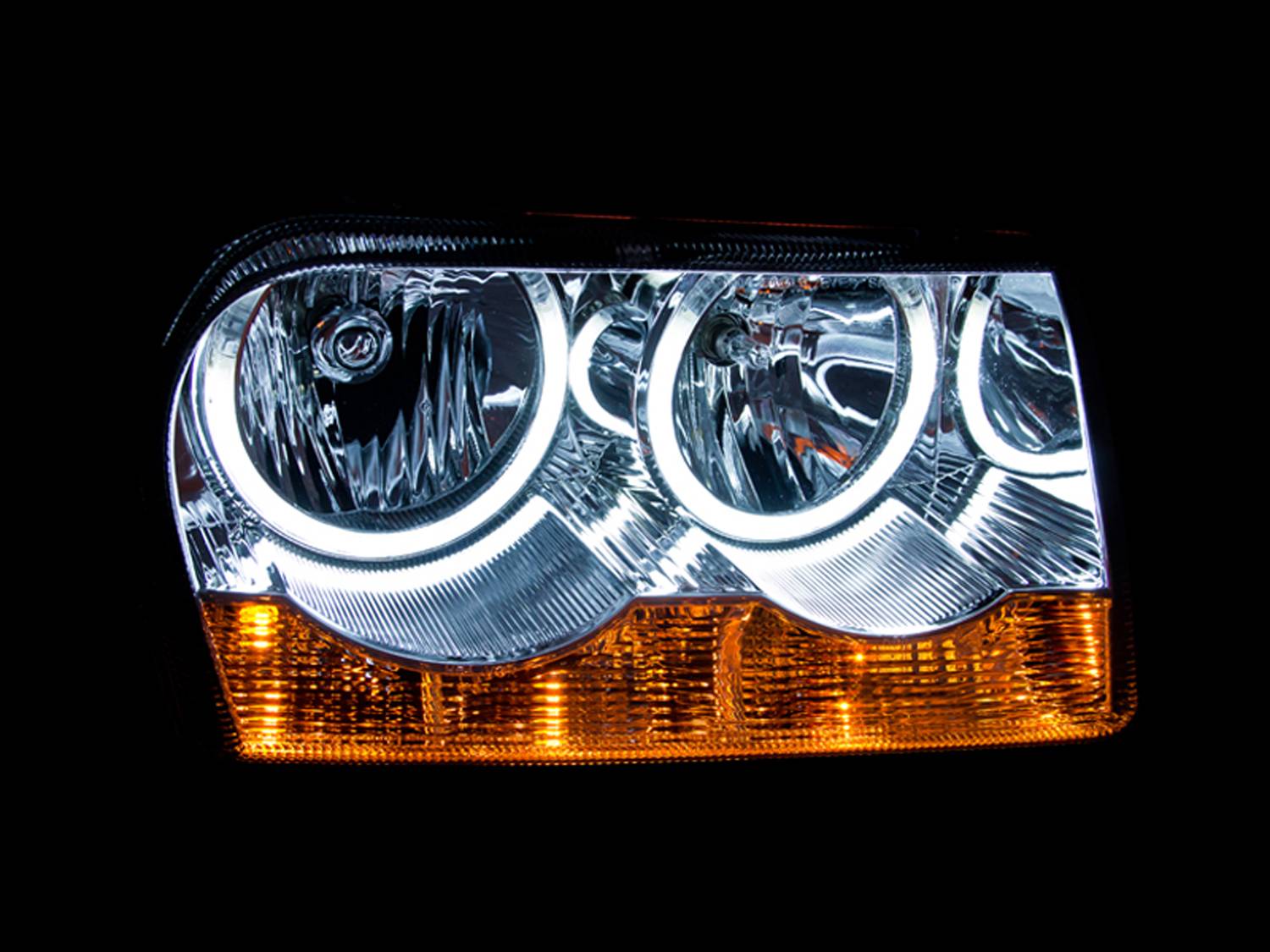 CHRYSLER 300 05-10 CRYSTAL HALO HEADLIGHTS CHROME W/ RX HALO