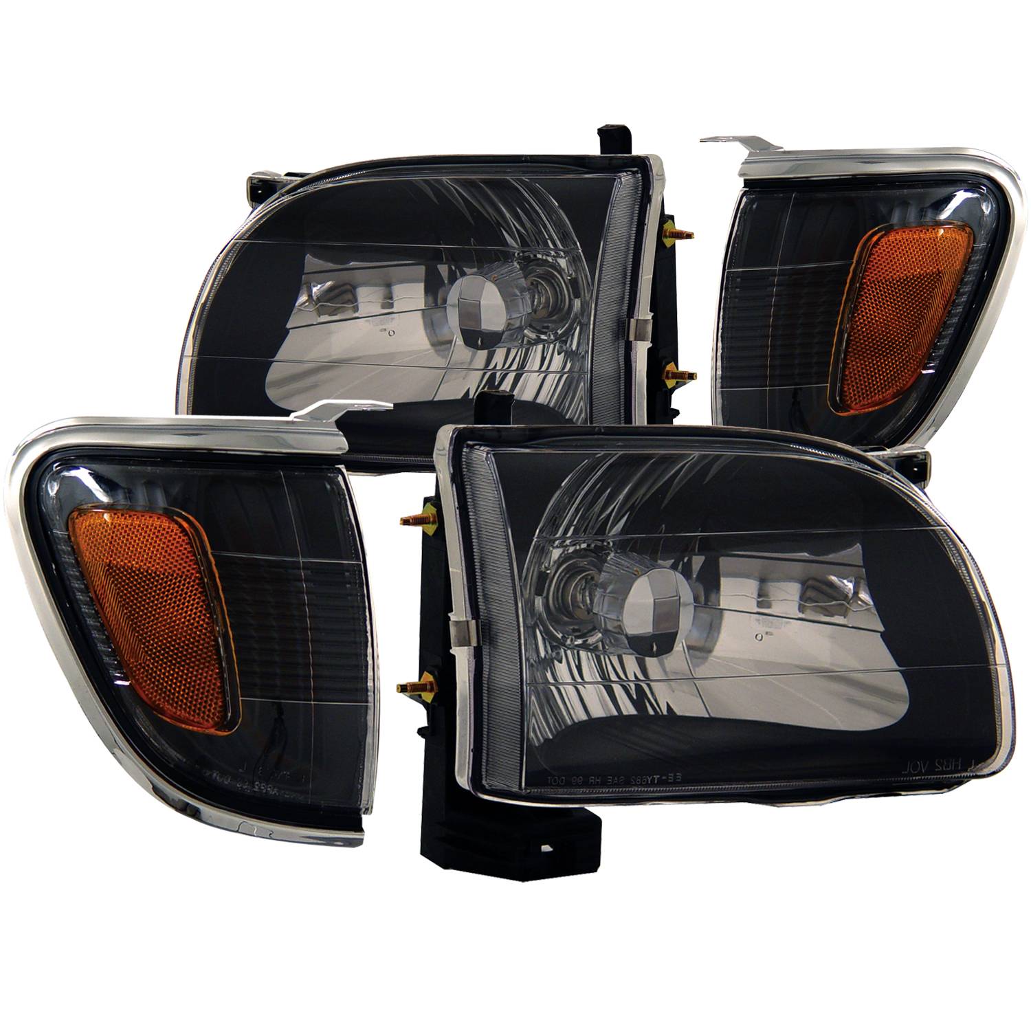 TOYOTA TACOMA 01-04 CRYSTAL HEADLIGHTS BLACK W/ CORNER LIGHTS 2PC