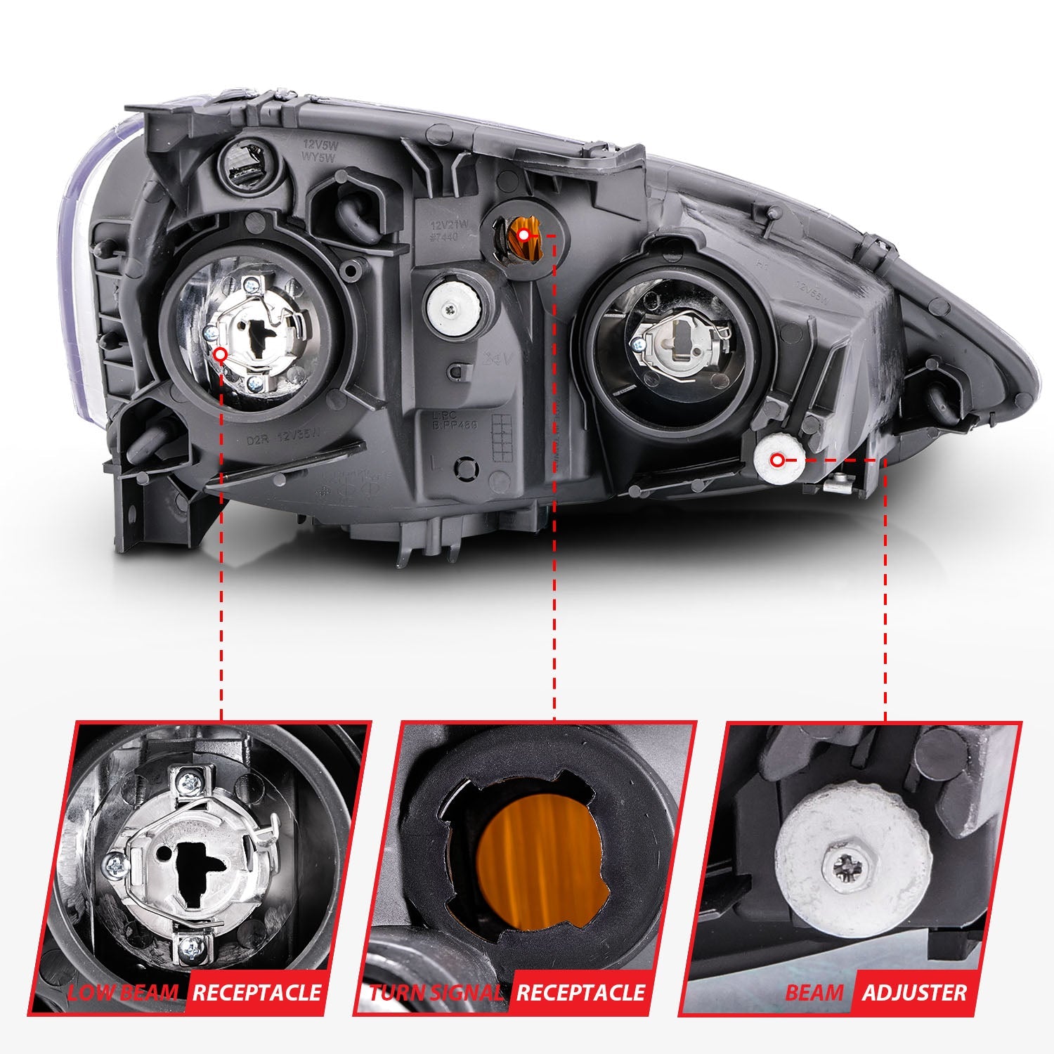 ACURA RSX 02-04 CRYSTAL HEADLIGHTS BLACK