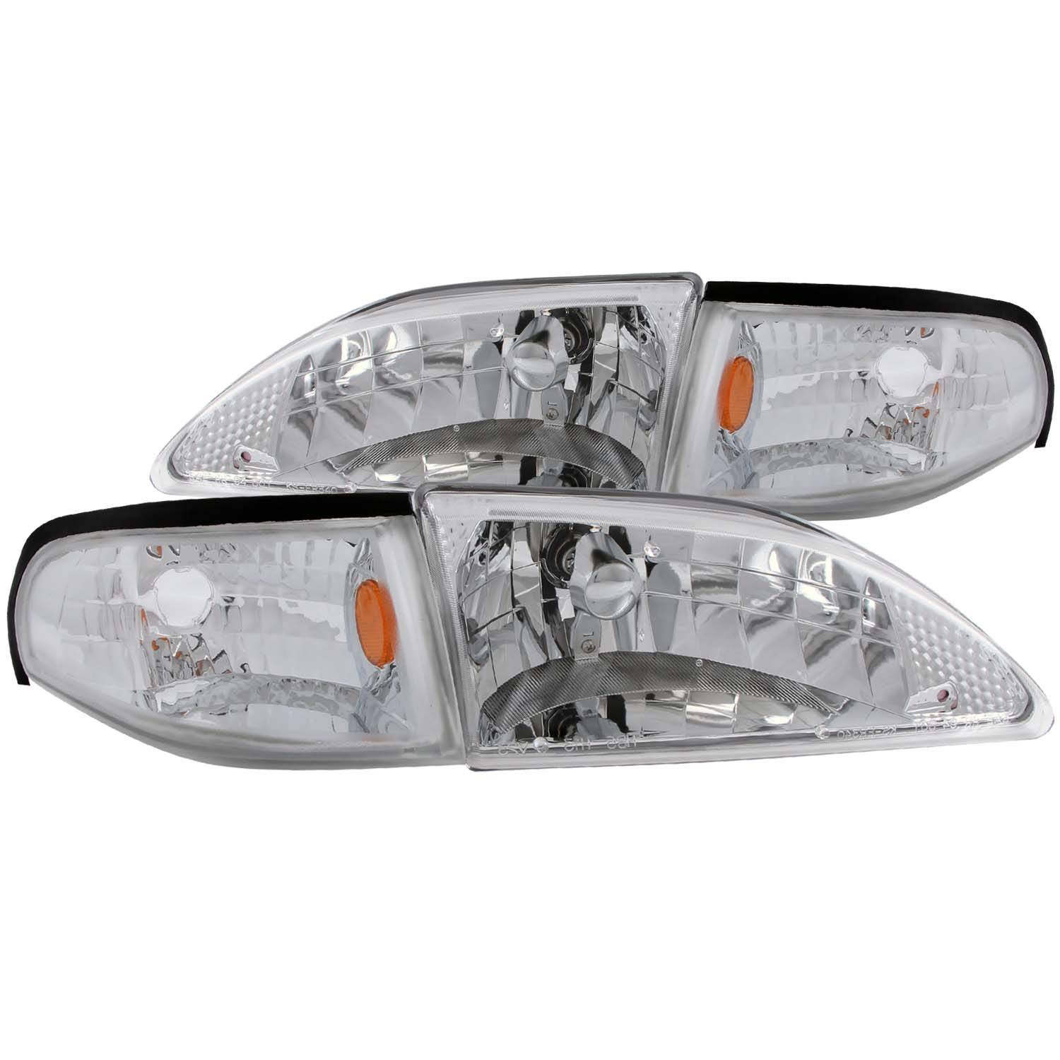 FORD MUSTANG 94-98 CRYSTAL HEADLIGHTS CHROME W/ CORNER LIGHT 2PC
