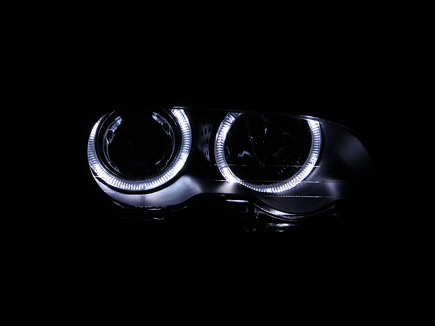 BMW 3 SERIES E46 2DR 00-03 / M3 01-04 PROJECTOR HALO HEADLIGHTS BLACK W/ CORNER LIGHTS 2PC (FOR HALOGEN MODELS ONLY)
