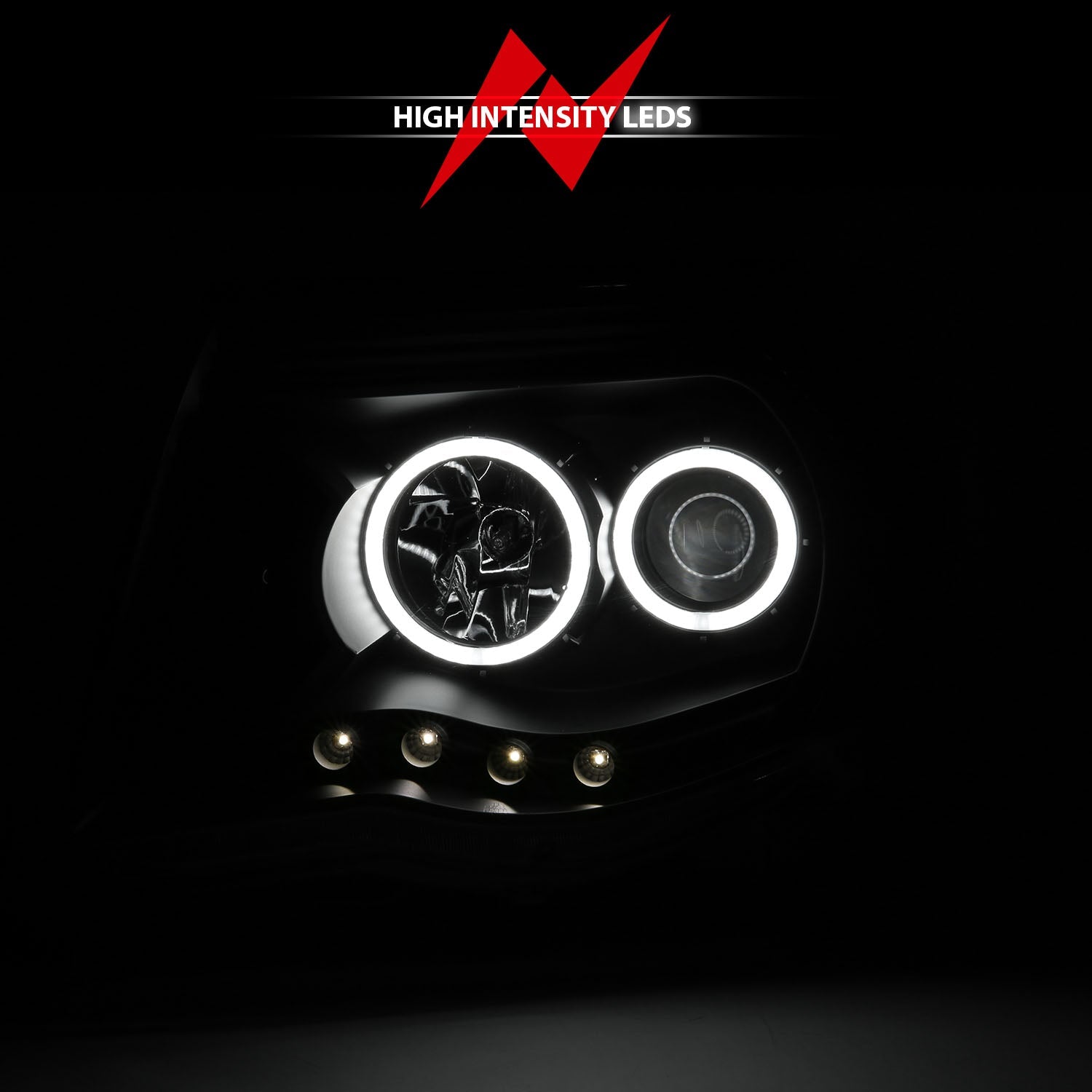 TOYOTA TACOMA 05-11 PROJECTOR HEADLIGHTS BLACK CLEAR W/ RX HALO