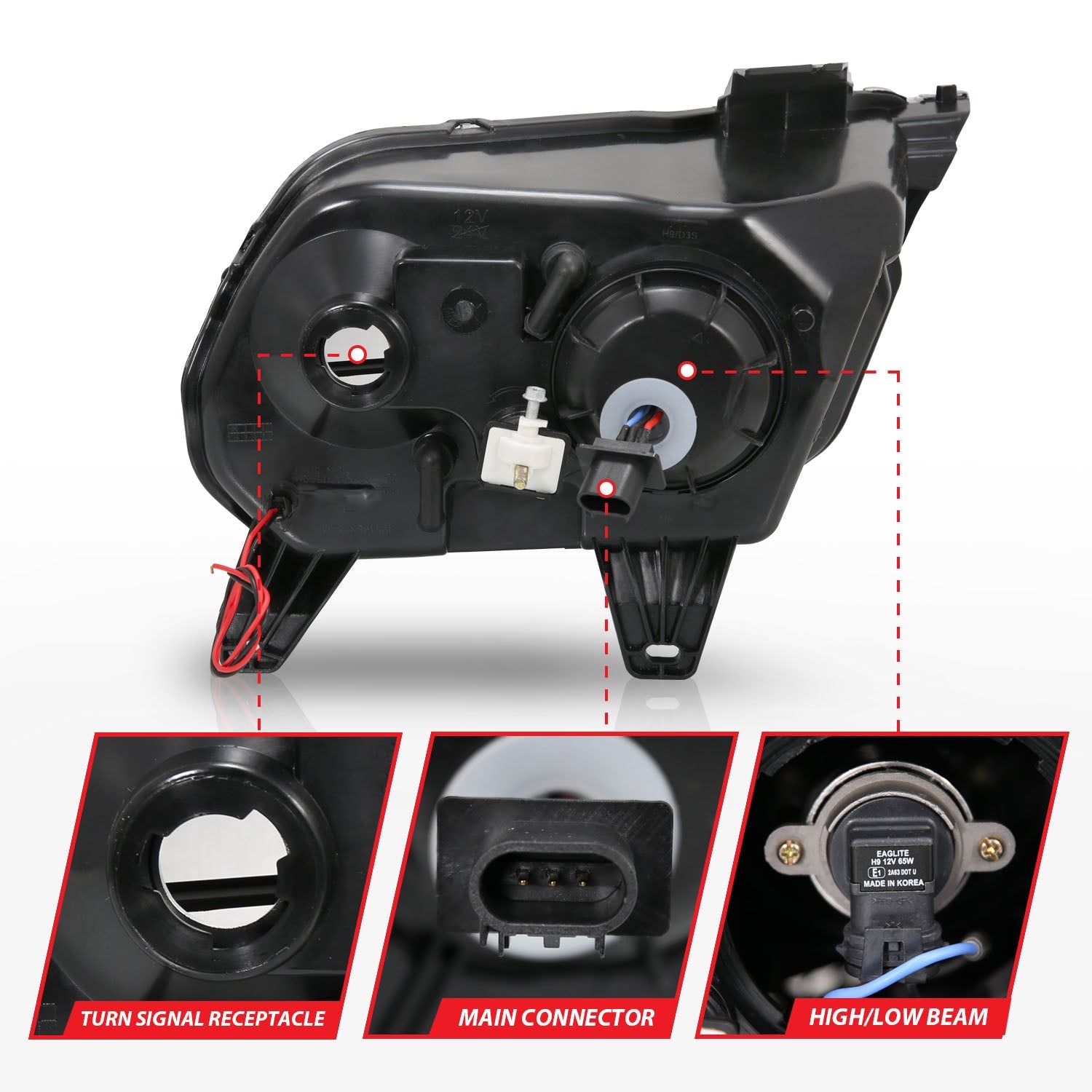 FORD MUSTANG 10-14 PROJECTOR HEADLIGHTS BLACK W/ RX HALO