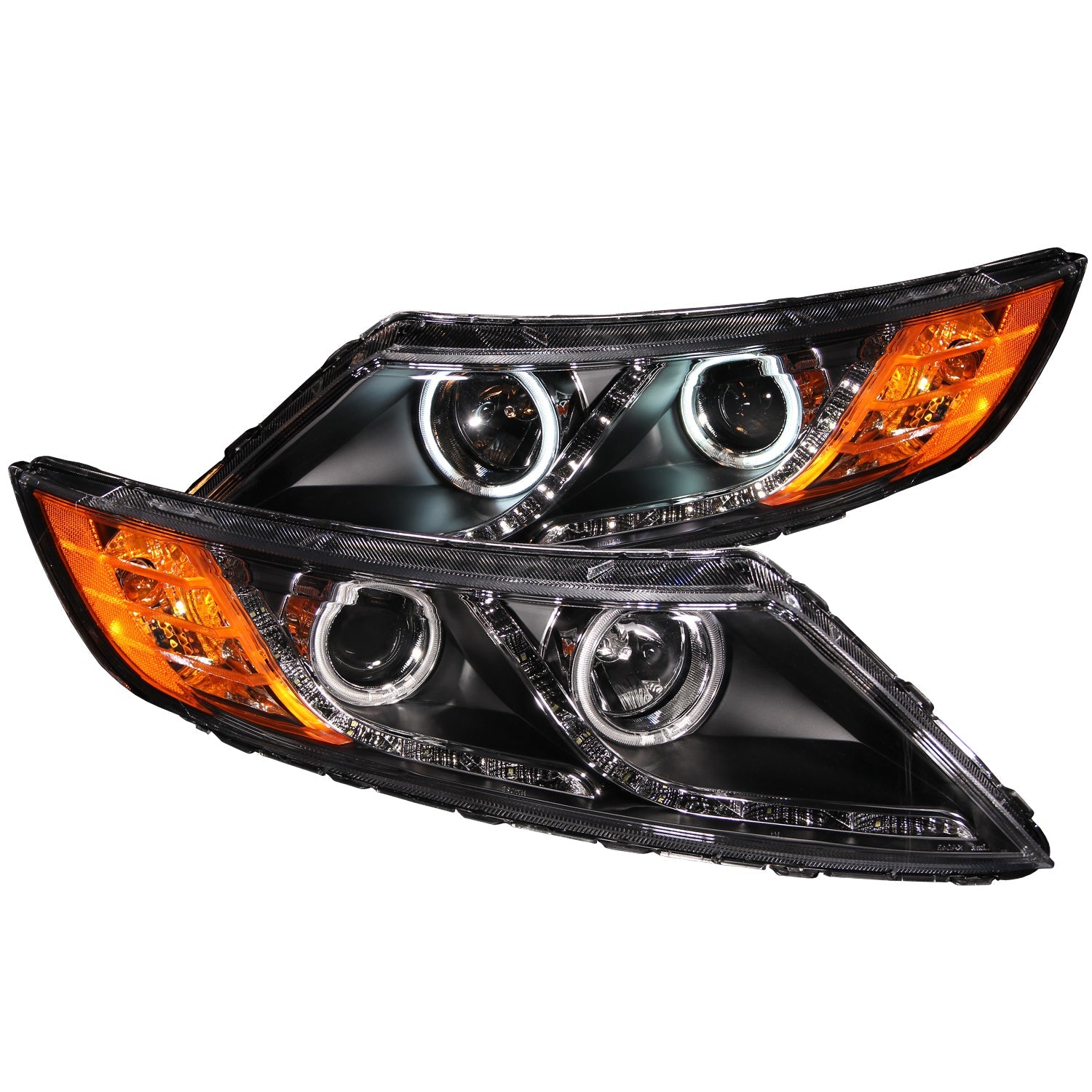 KIA OPTIMA 11-15 PROJECTOR HEADLIGHTS BLACK W/ RX HALO (FOR HALOGEN MODELS ONLY)
