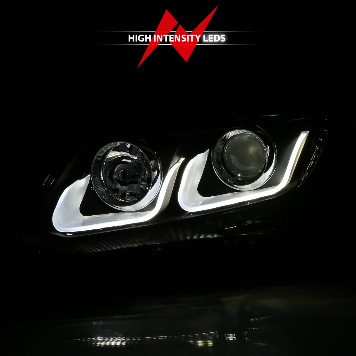 HONDA CIVIC 2 DR 12-13 / 4 DR 12-15 PROJECTOR HEADLIGHTS U-BAR BLACK CLEAR