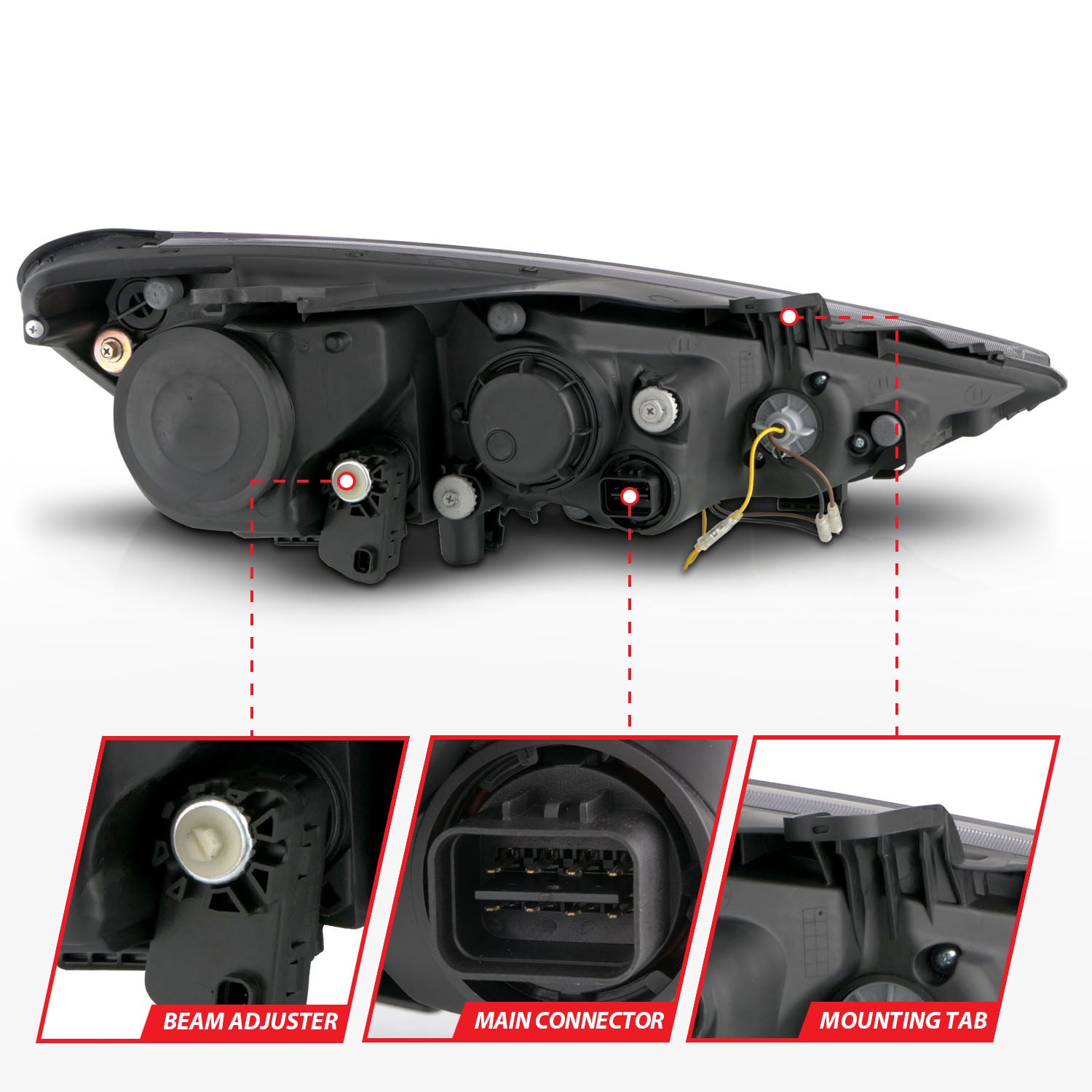 HYUNDAI GENESIS 13-16 2DR PROJECTOR PLANK STYLE HEADLIGHTS BLACK (FOR HID, HID KIT NOT INCLUDED)
