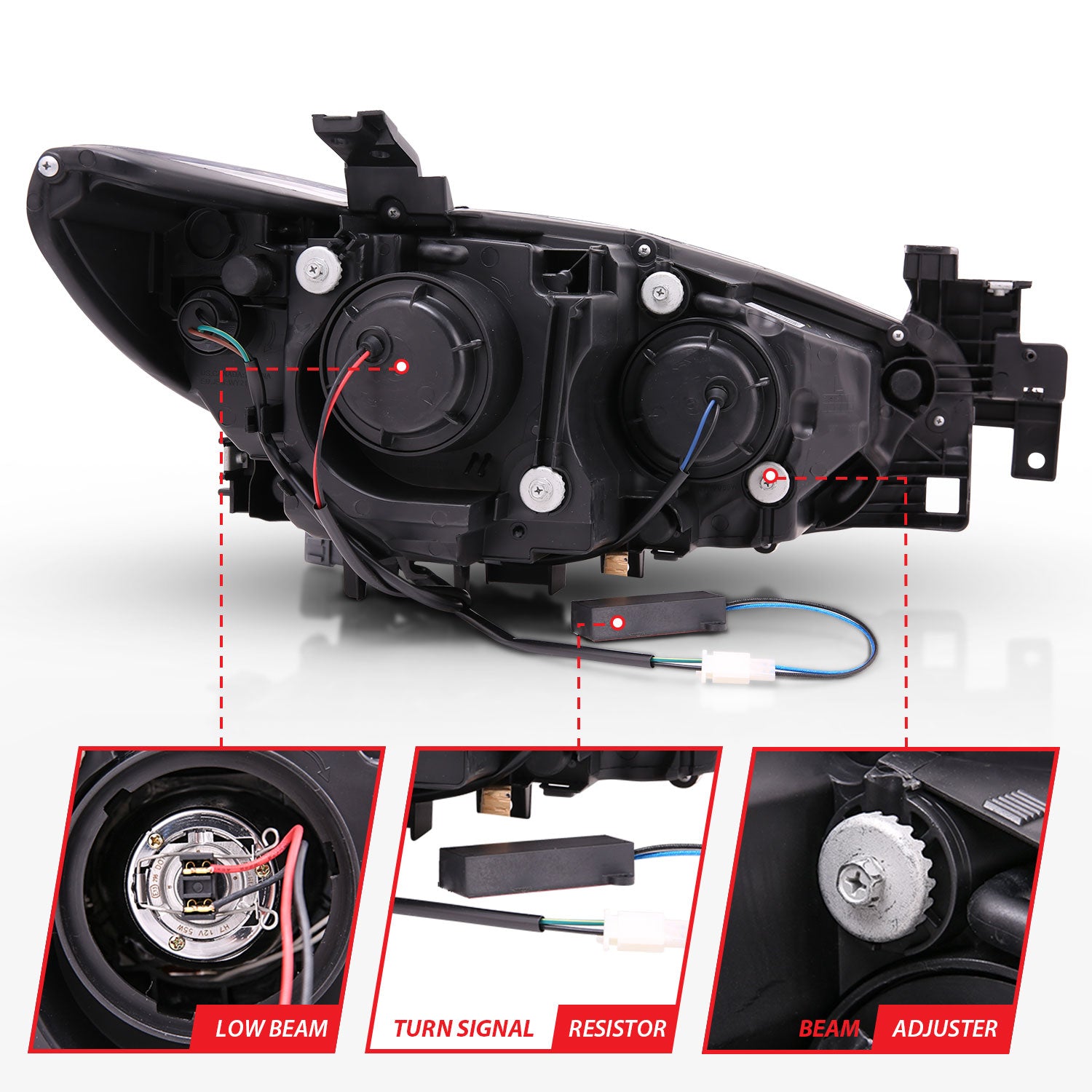 MAZDA 6 14-15 PROJECTOR LED PLANK STYLE HEADLIGHTS BLACK W/ AMBER