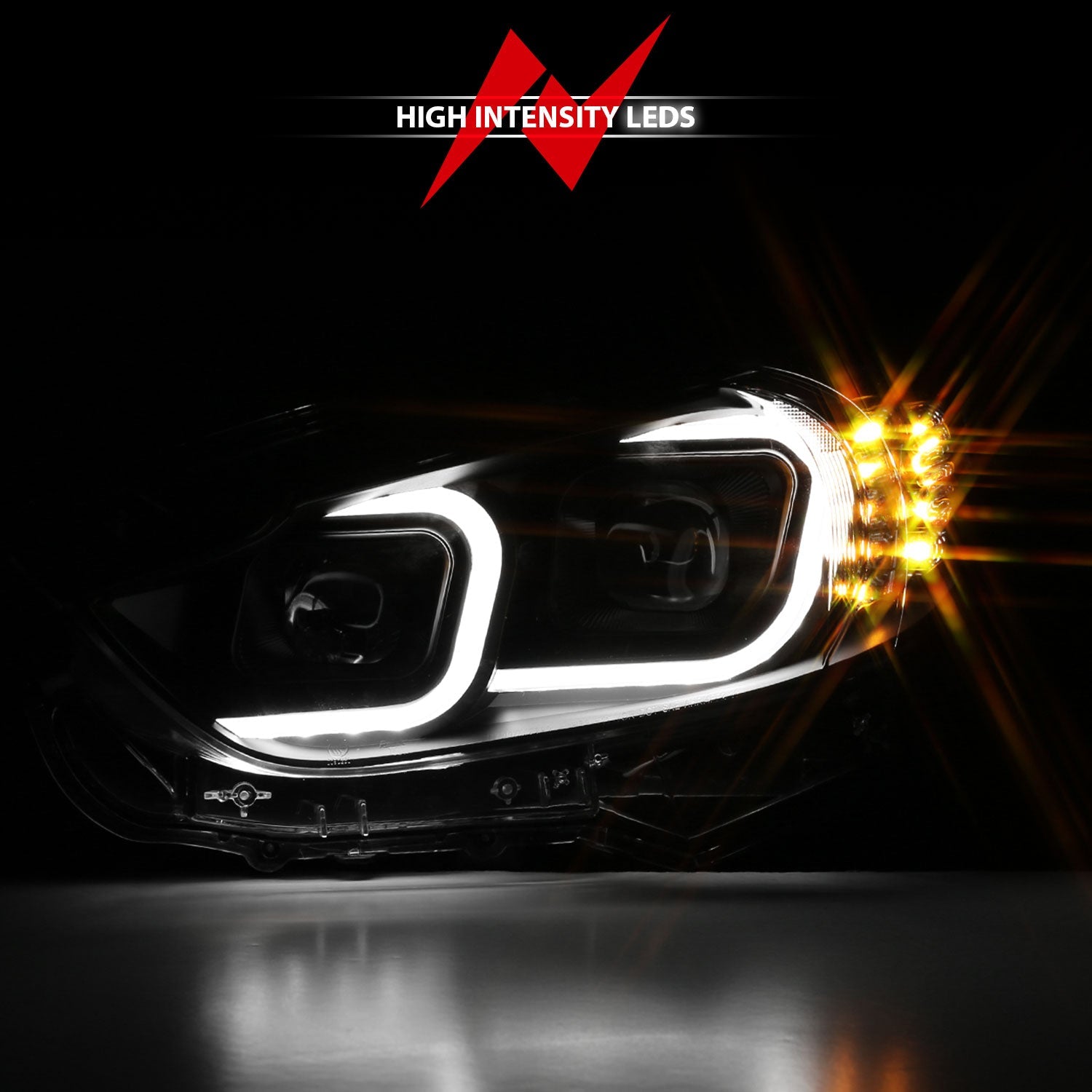 MAZDA 6 14-15 PROJECTOR LED PLANK STYLE HEADLIGHTS BLACK W/ AMBER