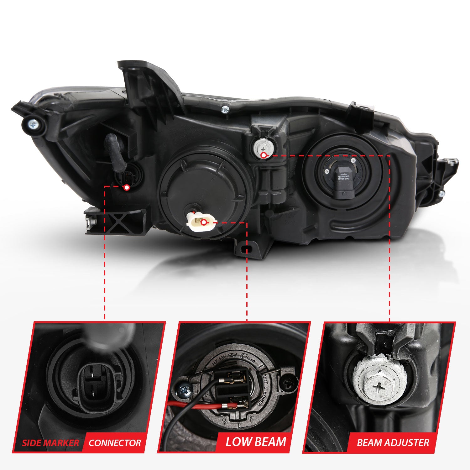 TOYOTA CAMRY 15-17 4DR PROJECTOR PLANK STYLE HEADLIGHTS BLACK