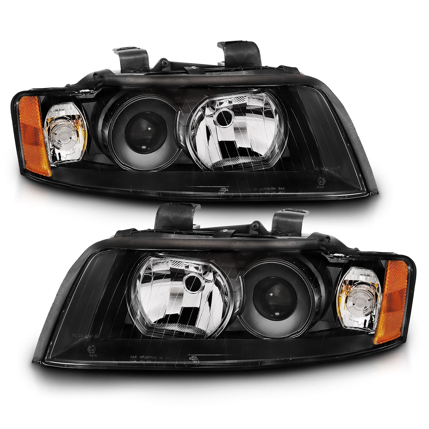 AUDI A4/S4 GEN2 02-05 PROJECTOR HEADLIGHTS BLACK(HALOGEN TYPE)