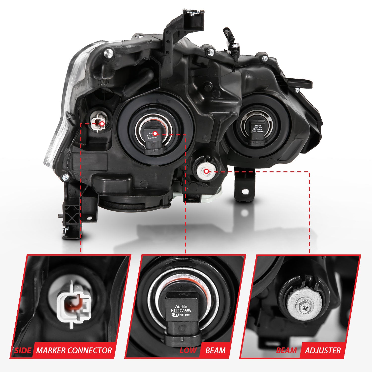 NISSAN ALTIMA 13-15 4DR PROJECTOR HEADLIGHTS BLACK (FOR HALOGEN MODELS ONLY)