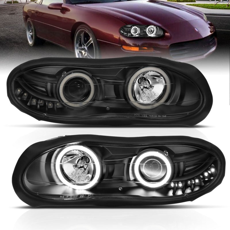 ANZO 1998-2002 Chevrolet Camaro Projector Headlights w/ Halo Black-SR1 Performance