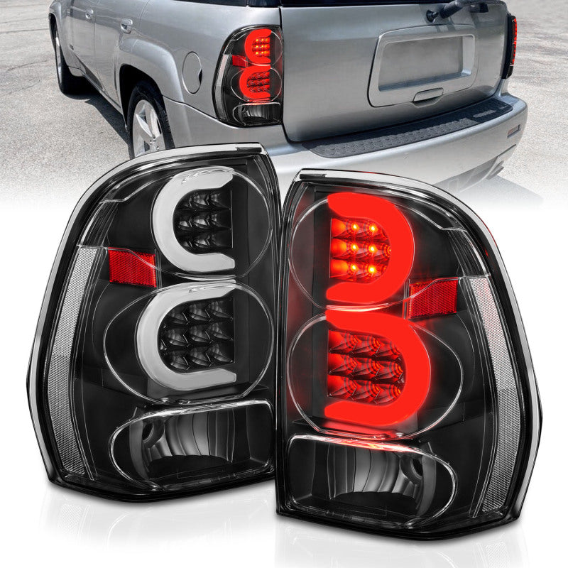 ANZO 2002-2009 Chevrolet Trailblazer LED Tail Lights w/ Light Bar Black Housing Clear Lens-SR1 Performance