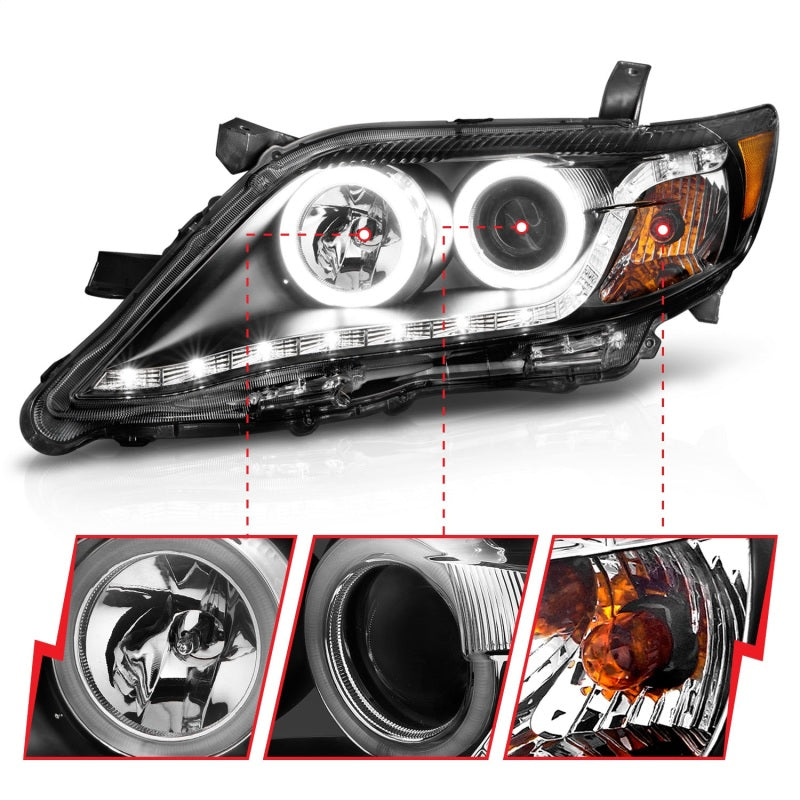 ANZO 2010-2011 Toyota Camry Projector Headlights w/ Halo Black (CCFL)-SR1 Performance