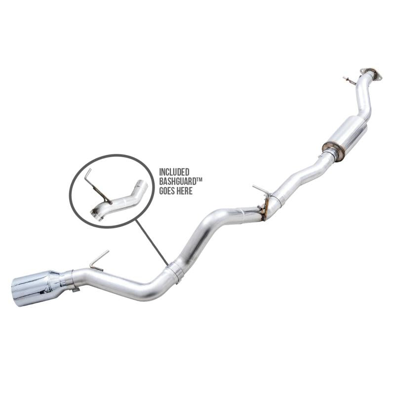 AWE Tuning 2021+ Ford Bronco 0FG Single Rear Exit Exhaust w/Chrome Silver Tip & Bash Guard-SR1 Performance