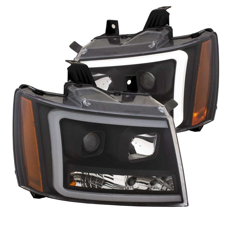 ANZO 07-14 Chevy Tahoe Projector Headlights w/ Plank Style Design Black w/ Amber-SR1 Performance