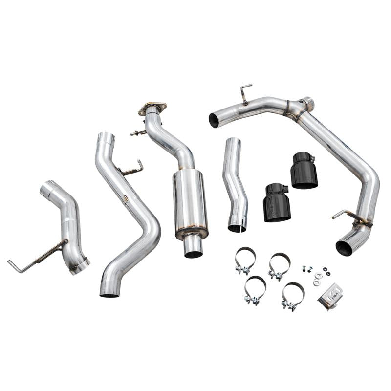 AWE Tuning 2021+ Ford Bronco 0FG Dual Rear Exit Exhaust w/Diamond Black Tips & Bash Guard-SR1 Performance