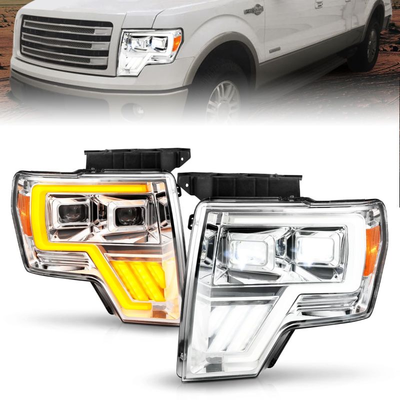 ANZO 09-14 Ford F-150 Full LED Proj Headlights w/Initiation Feature - Chrome-SR1 Performance