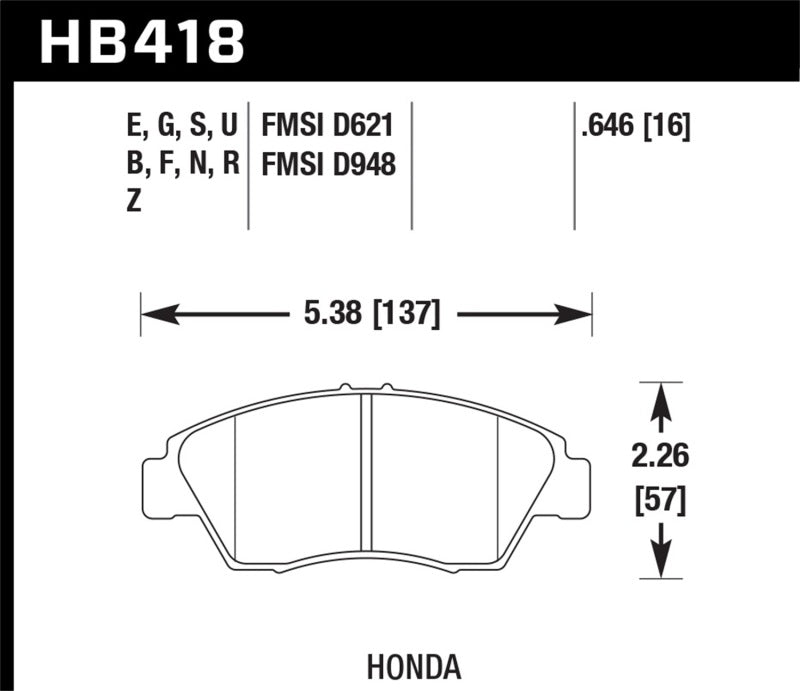 Hawk 02-06 RSX (non-S) Front / 03-09 Civic Hybrid / 04-05 Civic Si Front Blue 9012 Race Brake Pads-SR1 Performance