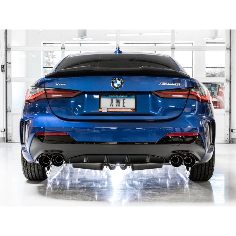 AWE Tuning 2019+ BMW M340i (G20) Non-Resonated Touring Edition Exhaust - Quad Diamond Black Tips-SR1 Performance
